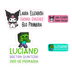 WRLD 104 etiquetas escolares personalizadas con silueta en vinil resistente al agua y sol