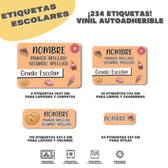 Etiquetas WRLD Paquete XL aplicadas en cuadernos y libros grandes