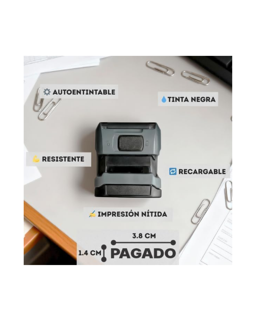Kit de 3 Sellos Automáticos Pagado Recibido Entregado