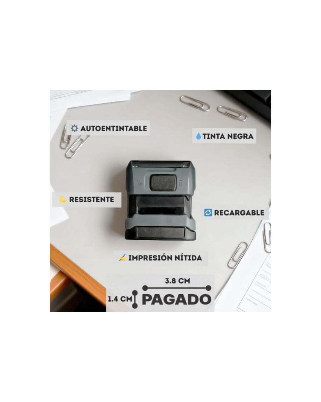 Kit de 3 Sellos Automáticos Pagado Recibido Entregado