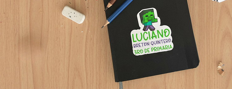 Etiqueta escolar personalizada con nombre