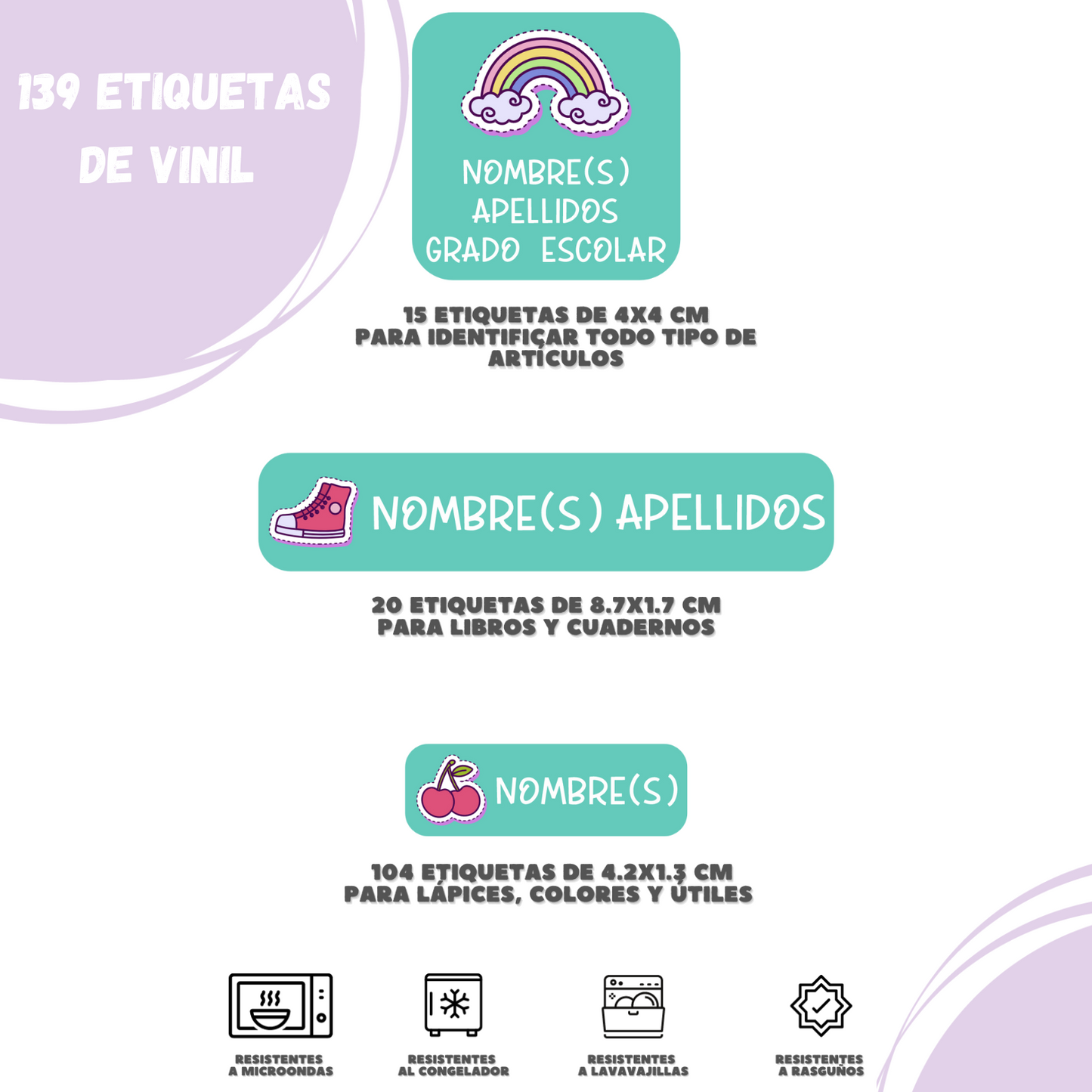 Etiqueta escolar personalizada con nombre