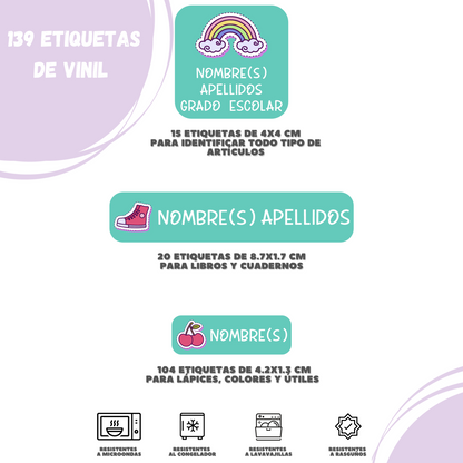 Etiqueta escolar personalizada con nombre