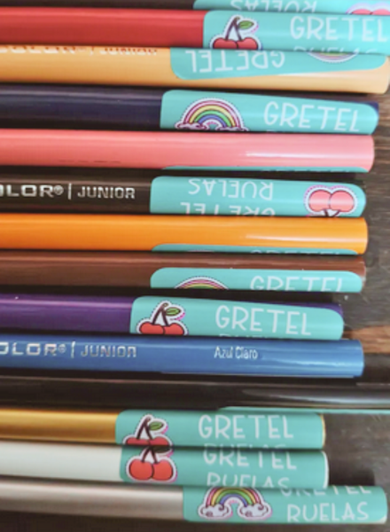 Etiqueta para lápiz escolar personalizada