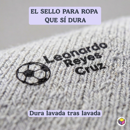 “Sello personalizado para ropa con impresión duradera y resistente para uso escolar.”