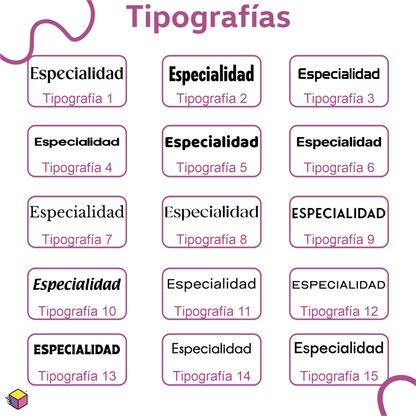 Catálogo de tipografías disponibles para personalizar sello médico portátil Trodat.
