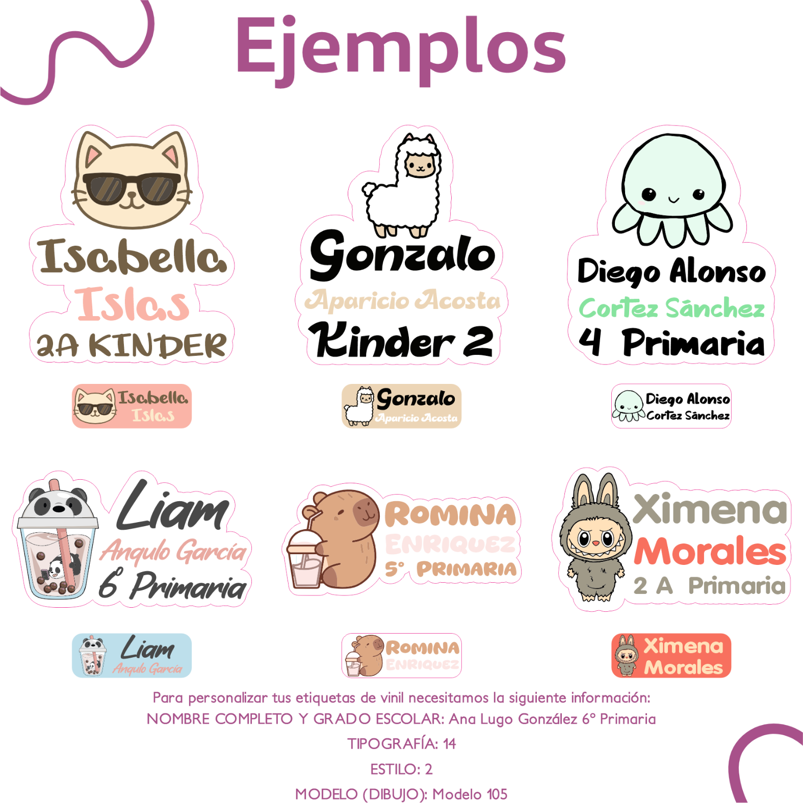 Etiquetas WRLD Silueta personalizadas con nombre, tipografía y diseño elegido