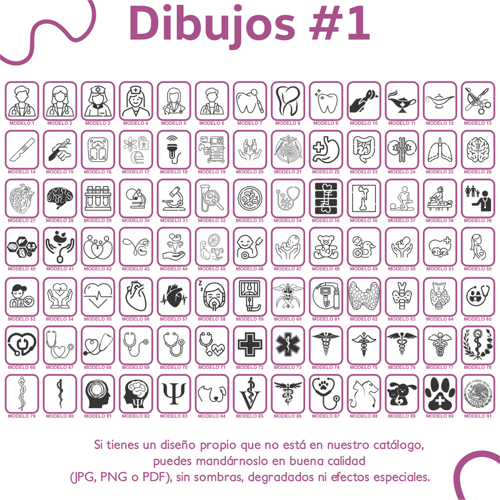 Sello WRLD de bolsillo personalizado con nombre, especialidad y cédula profesional