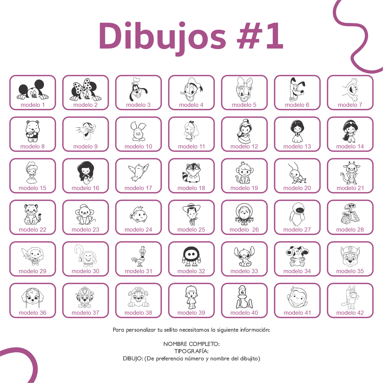 Sello para ropa WRLD personalizado con nombre y dibujo infantil